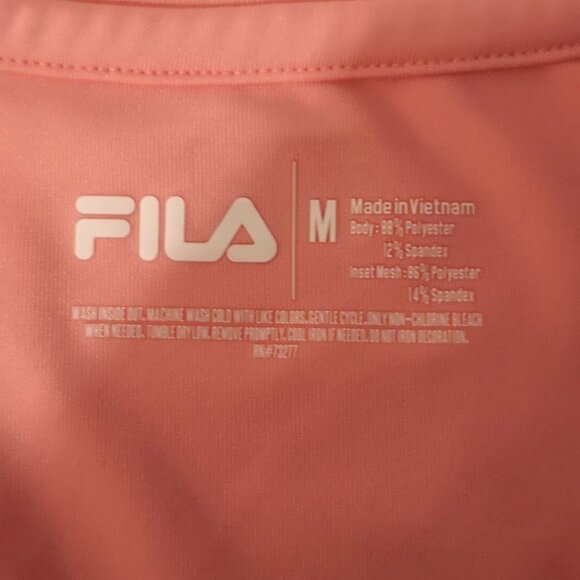 Fila Ladies Size Medium V-neck Short Sleeves Fitted Pink Workout Top - Picture 3 of 6